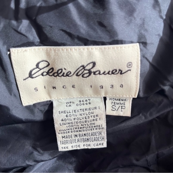 Y2K Eddie Bauer Cropped Black Goosedown Puffer Jacket - Picture 4 of 7